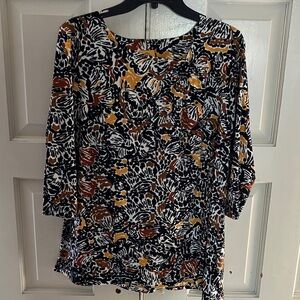 Ruby Rd. Women's Black, Brown, and Yellow Patterned Blouse
